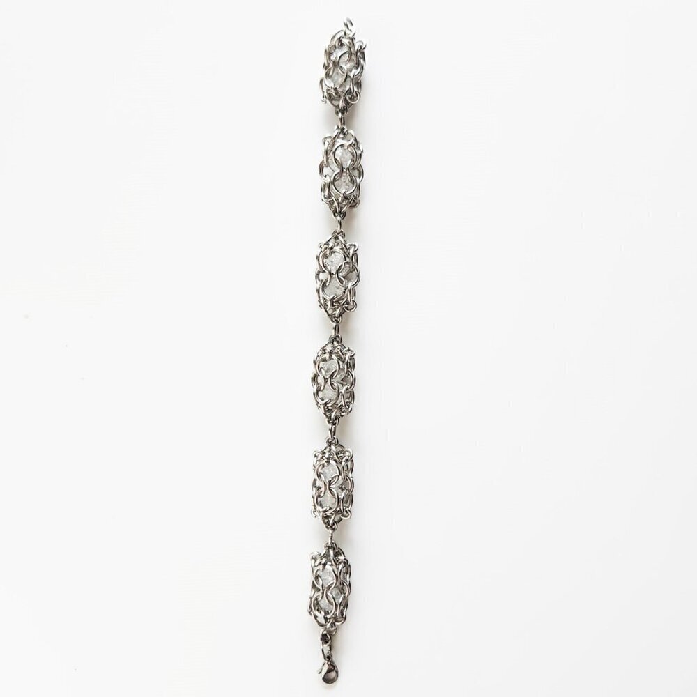 Clear quartz chunky silver bracelet - Picture 6 of 10